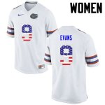 Women's Florida Gators #9 Josh Evans NCAA Nike White USA Flag Fashion Authentic Stitched College Football Jersey FPC0762IP